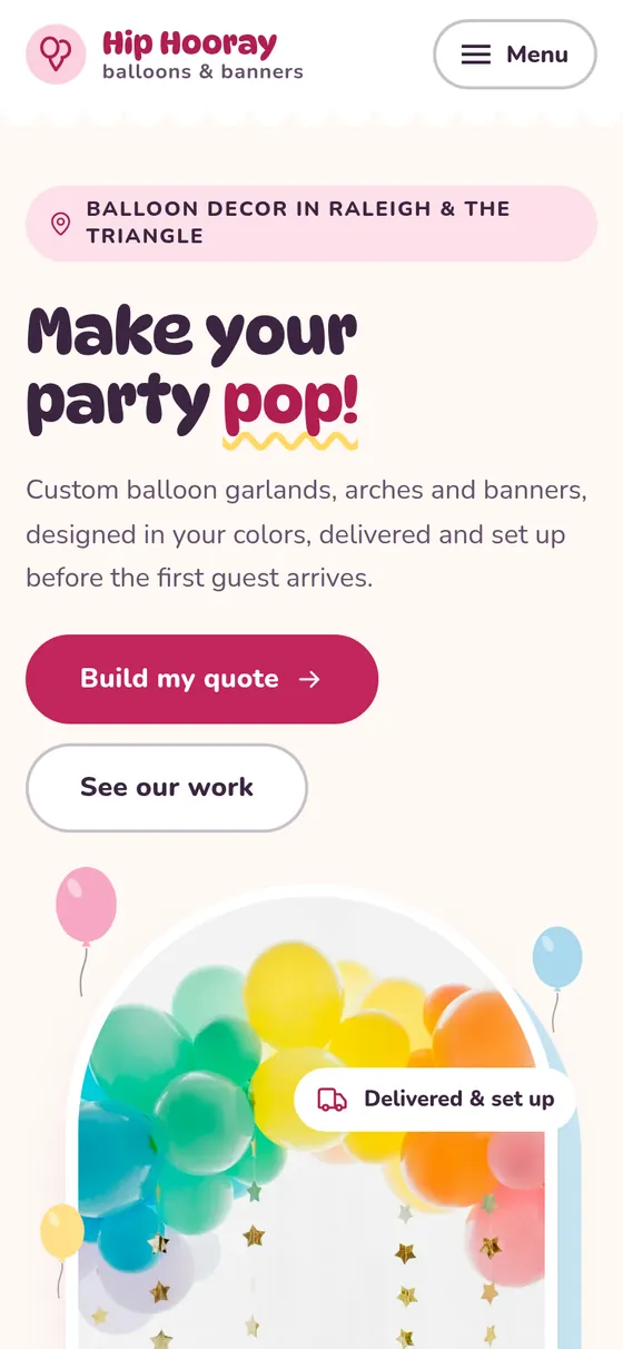 The Balloon & party decor template on a phone