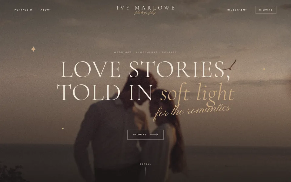The Photography template’s home page
