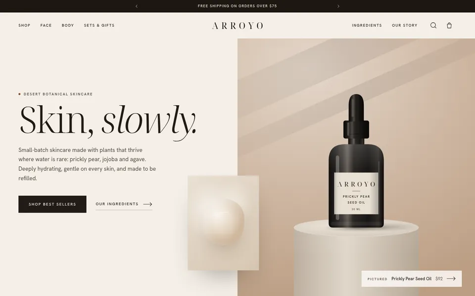 The Shop template’s home page