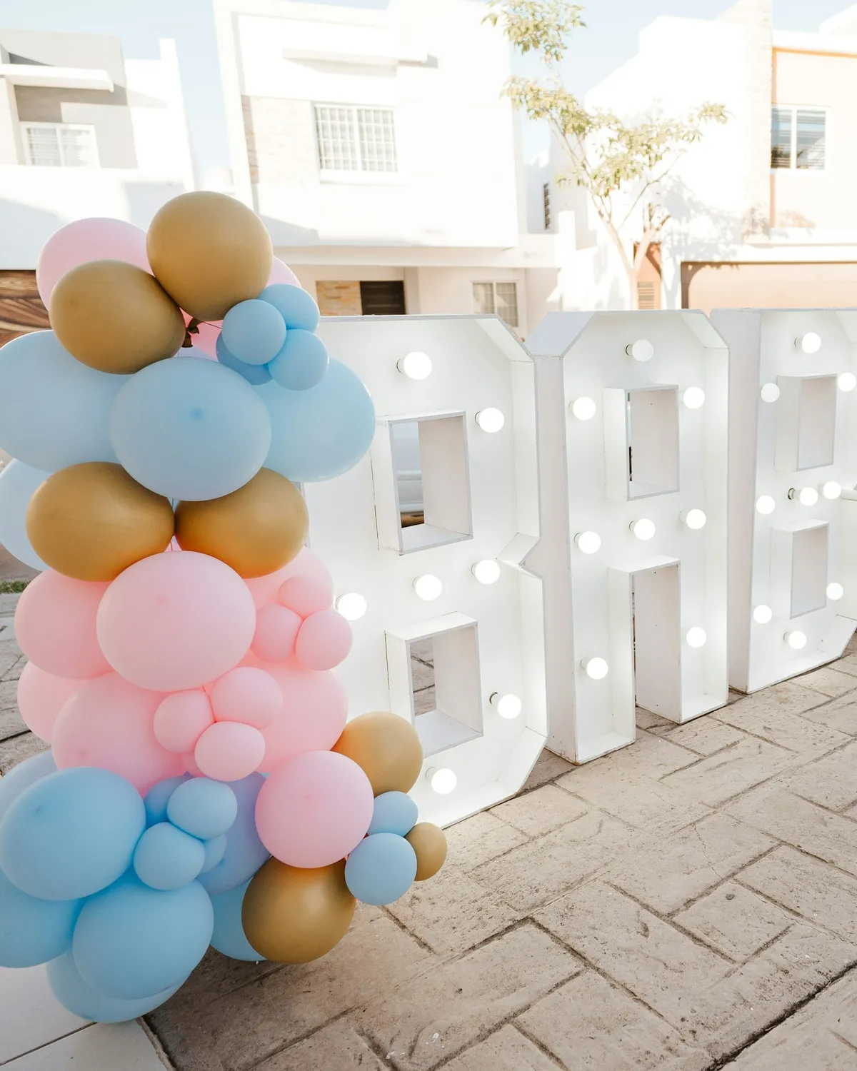 Light-up letters for a baby shower