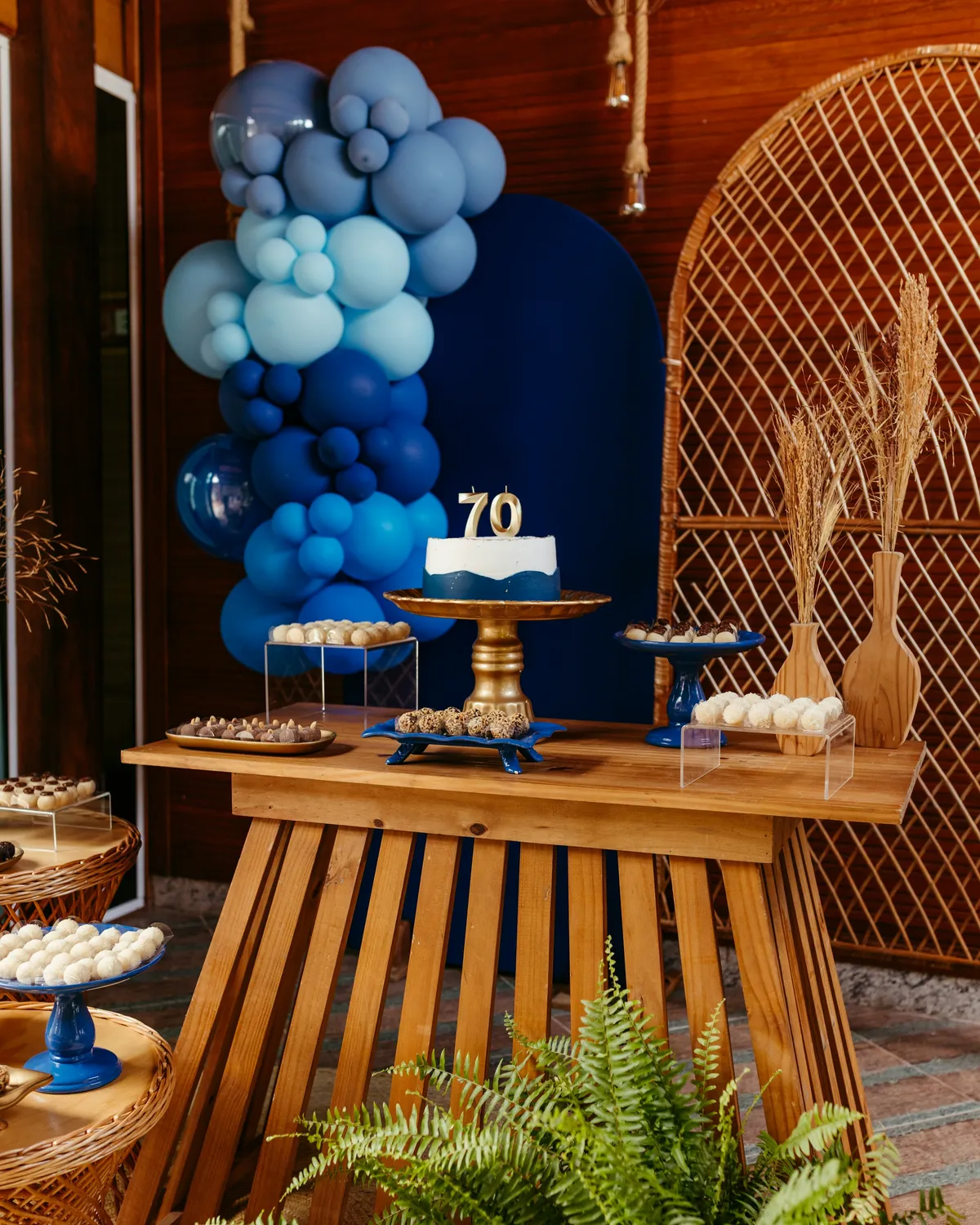 Blues and gold for a 70th birthday