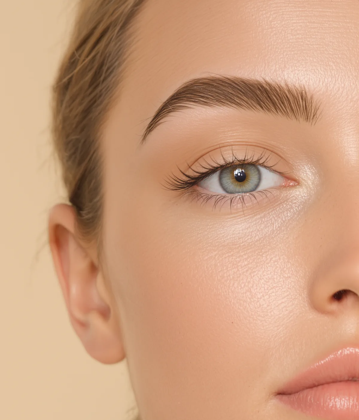After: Brow lamination with a soft brown tint