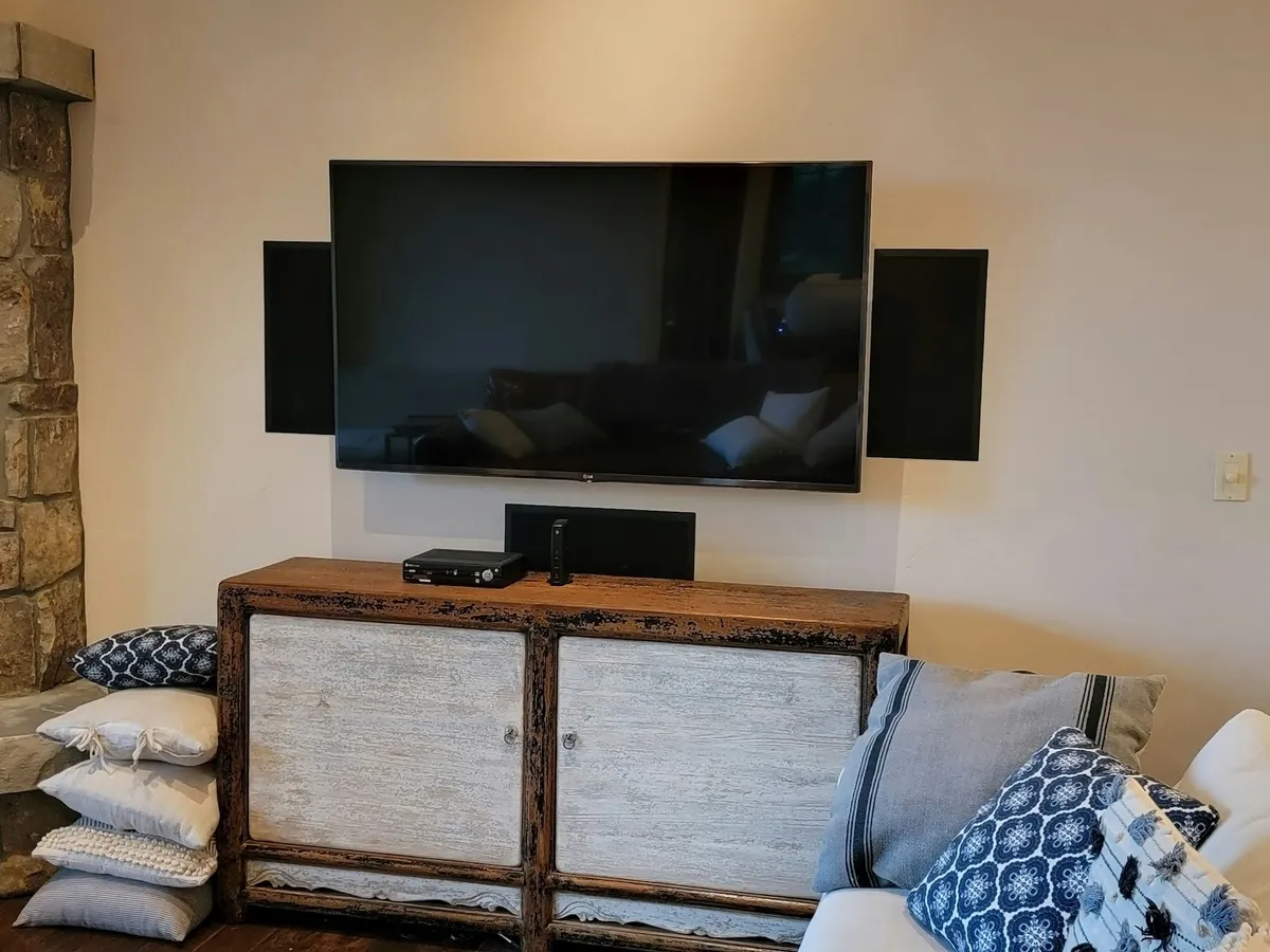 TV mounted with the cables hidden
