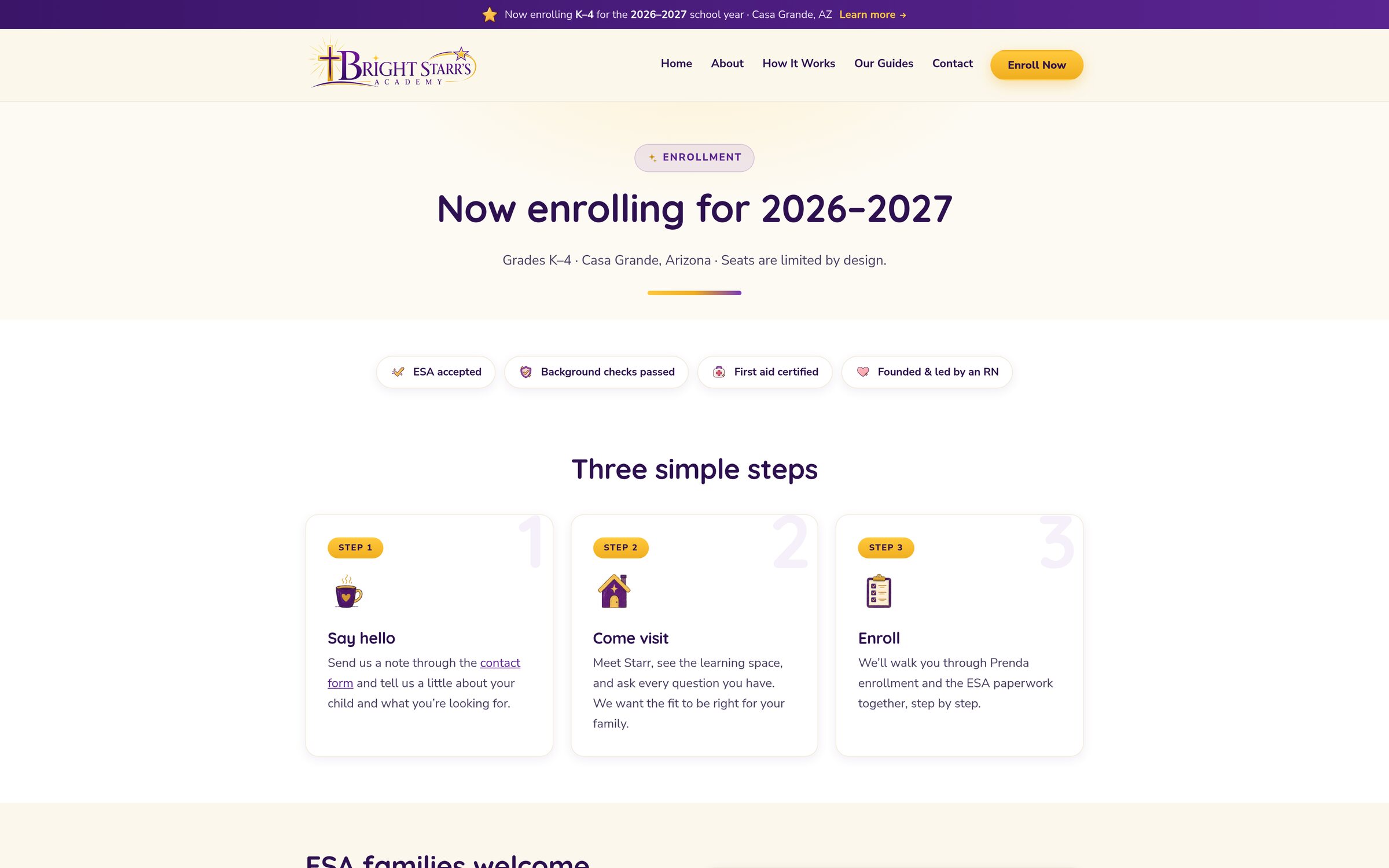Bright Starr’s Academy Enrollment