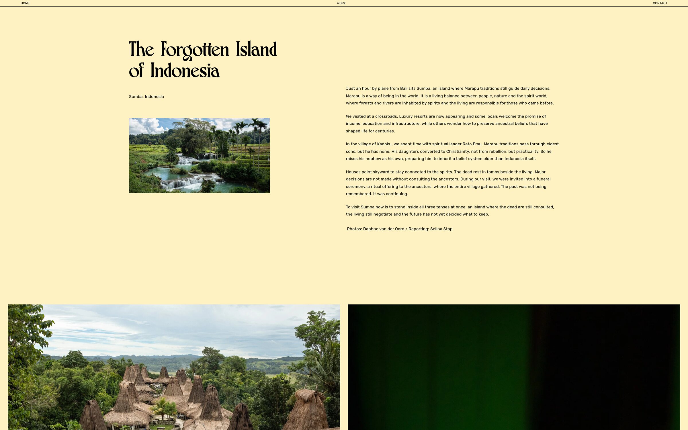 Daphne van der Oord The Forgotten Island of Indonesia: the written story above the gallery.