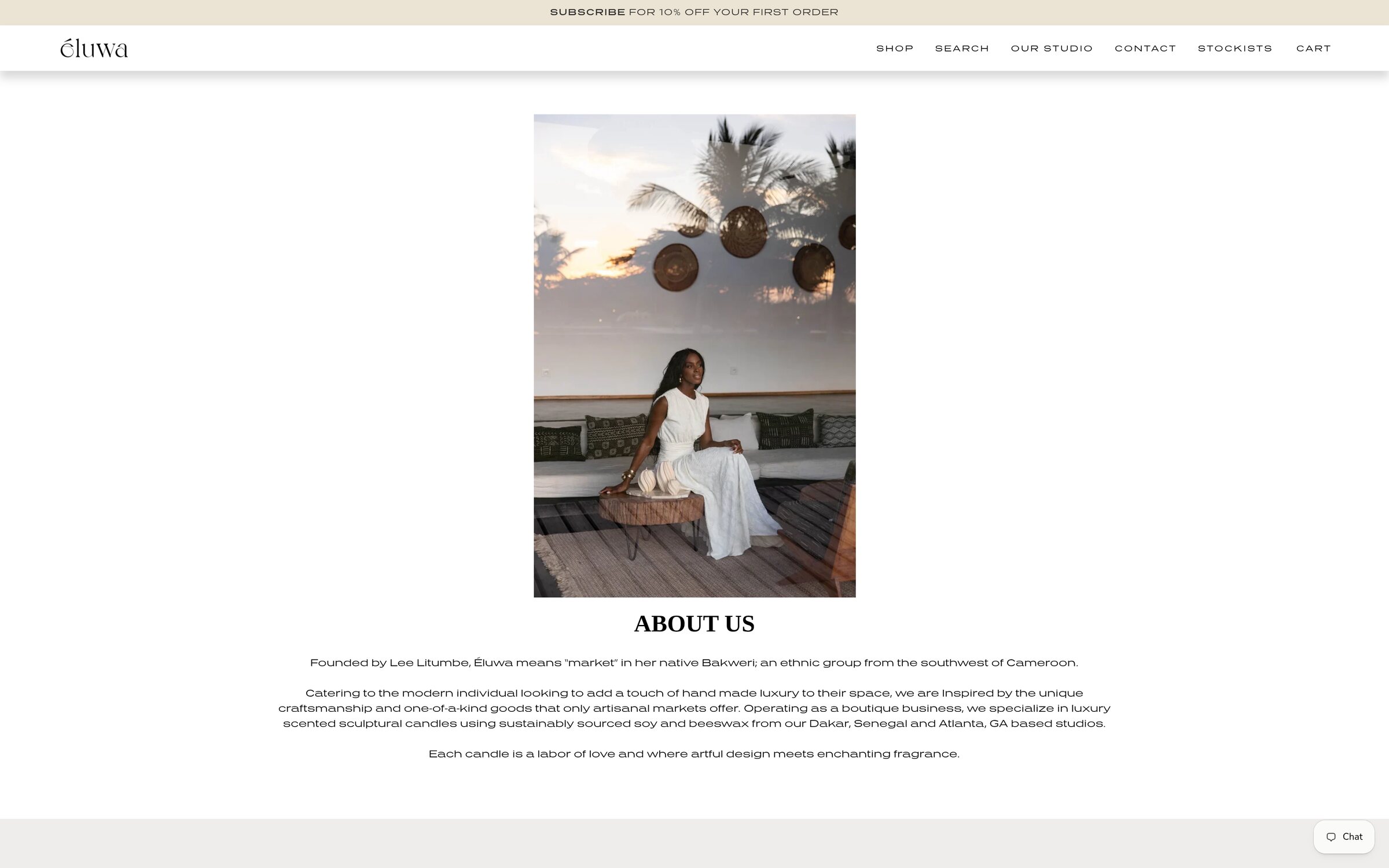 Eluwa Our Studio, the page that explains the name and the Dakar and Atlanta studios