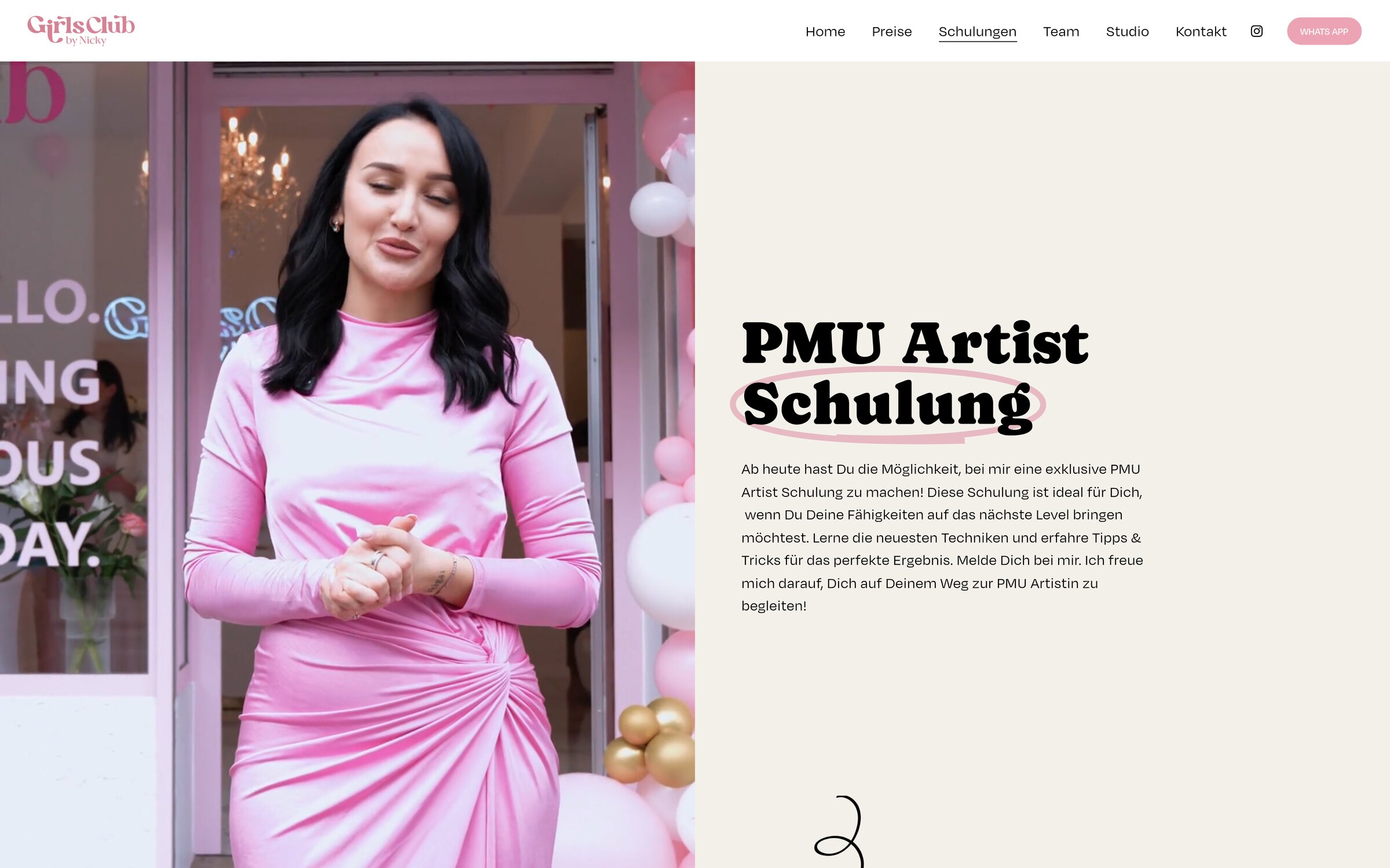 Girls Club by Nicky The Schulungen page sets out both courses, what is taught and what is included.