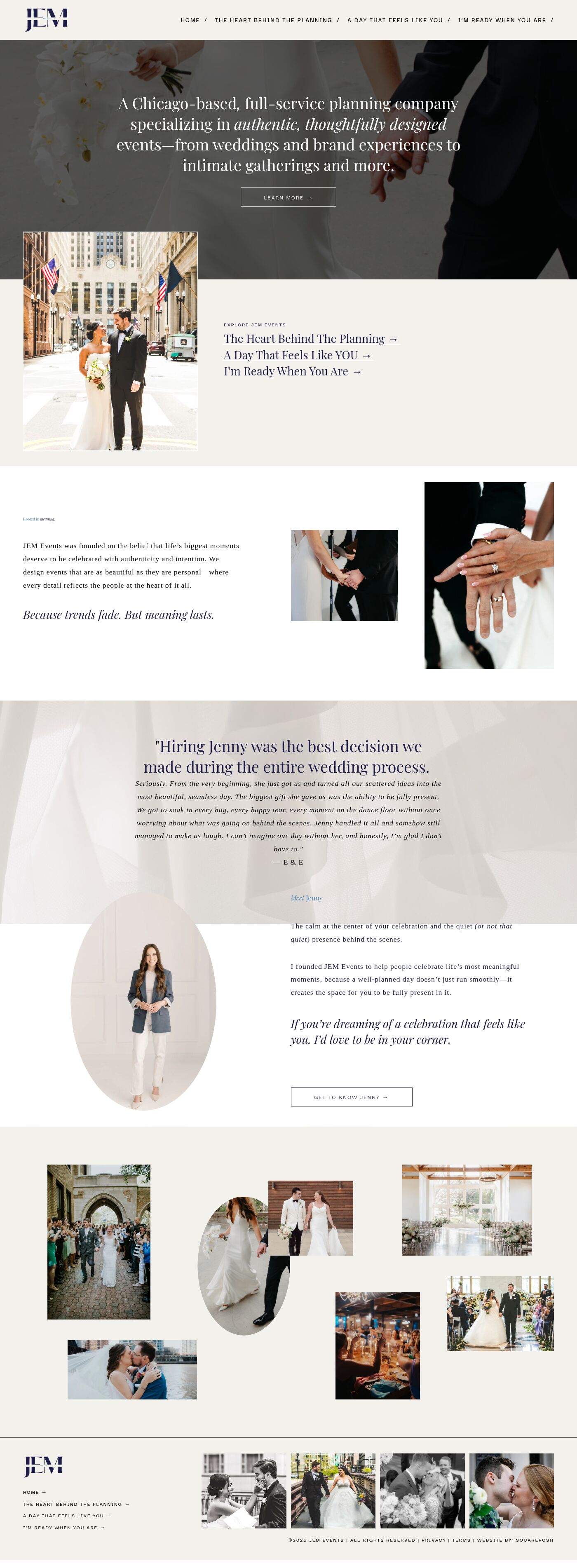 JEM Events homepage, full length