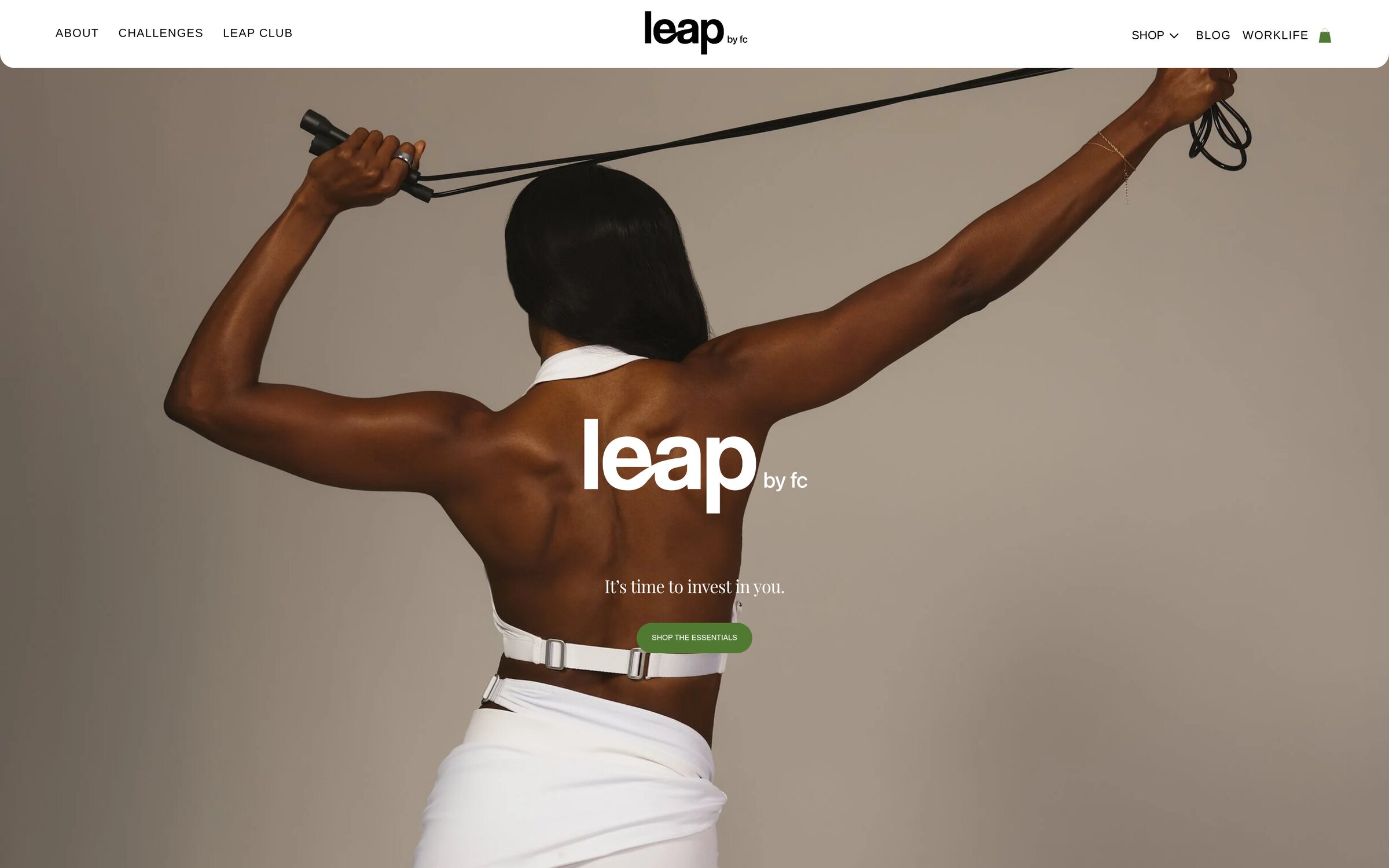 Leap by FC Home, with the Move, Eat and Wear pillars stacked under the hero