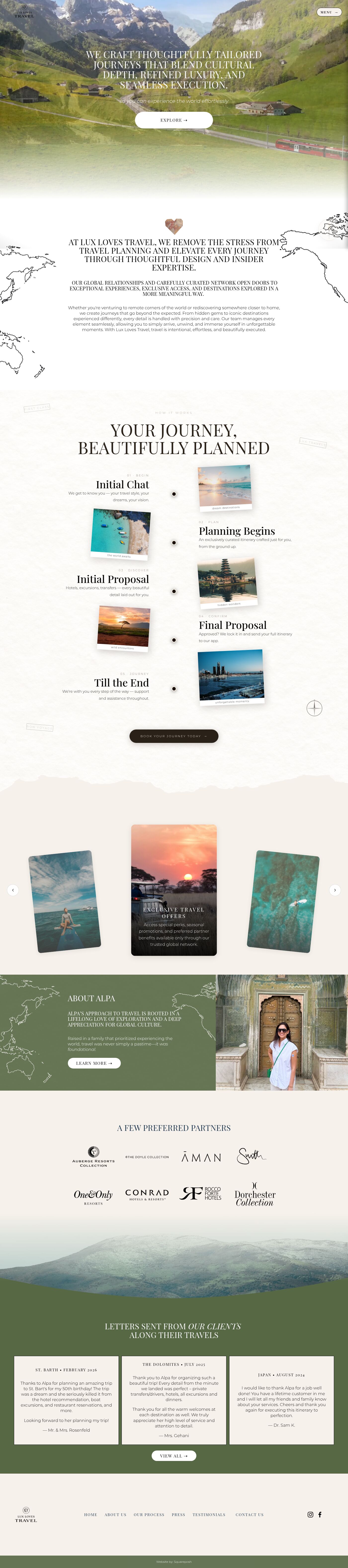 Lux Loves Travel homepage, full length