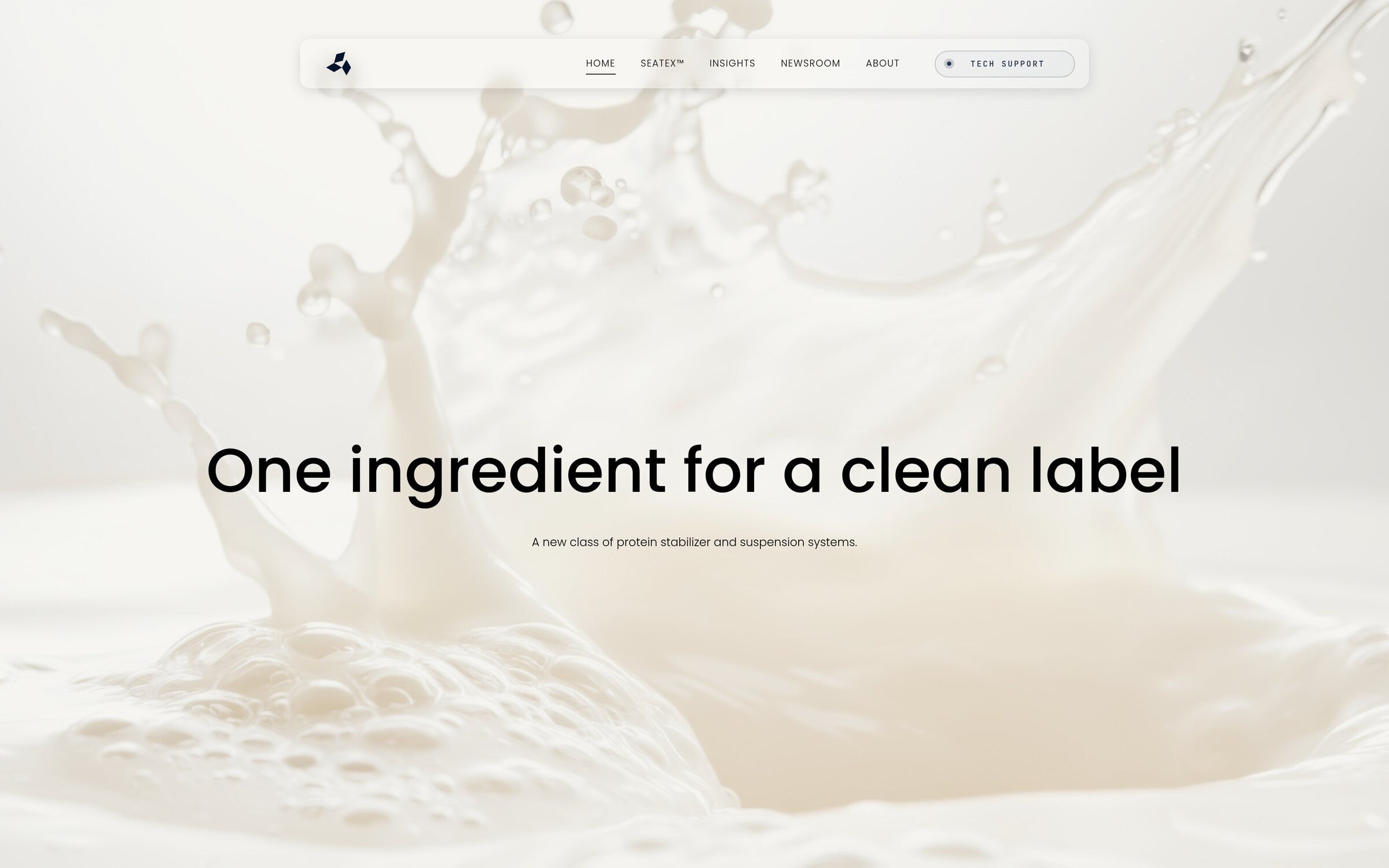 Marine Biologics The homepage sets two ingredient labels side by side, one without SeaTex and one with.