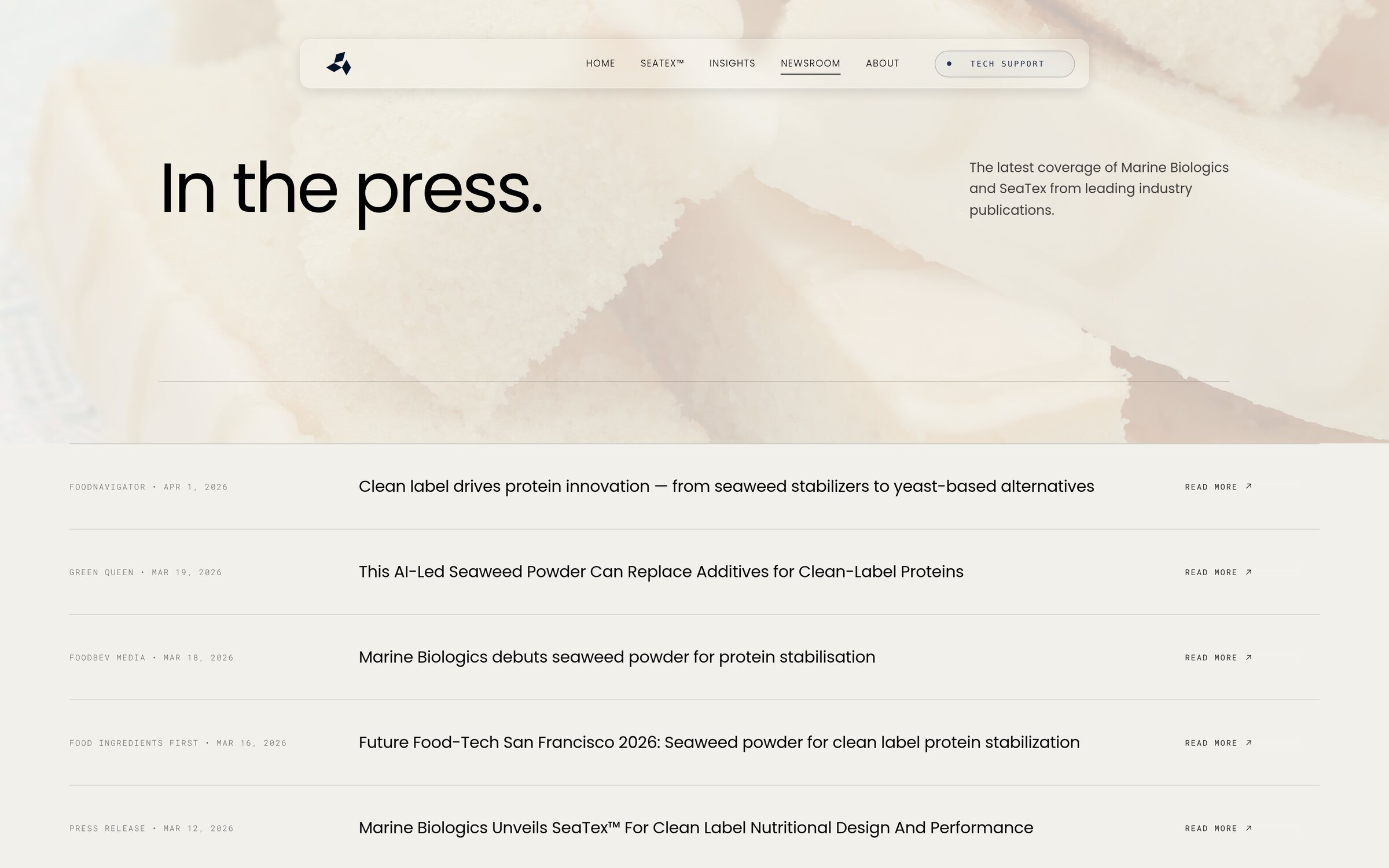 Marine Biologics In the press collects coverage of Marine Biologics and SeaTex, each item dated and credited to its publication.