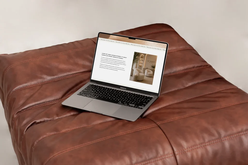 A Squareposh-built website open on a laptop