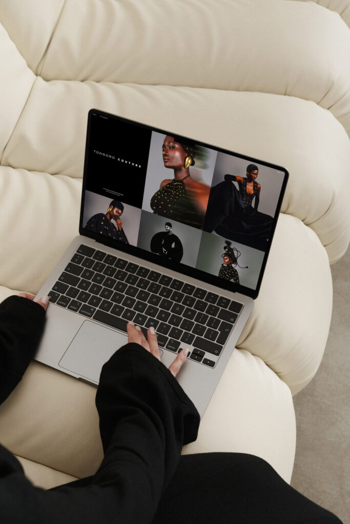 A fashion website built by Squareposh, being used on a laptop