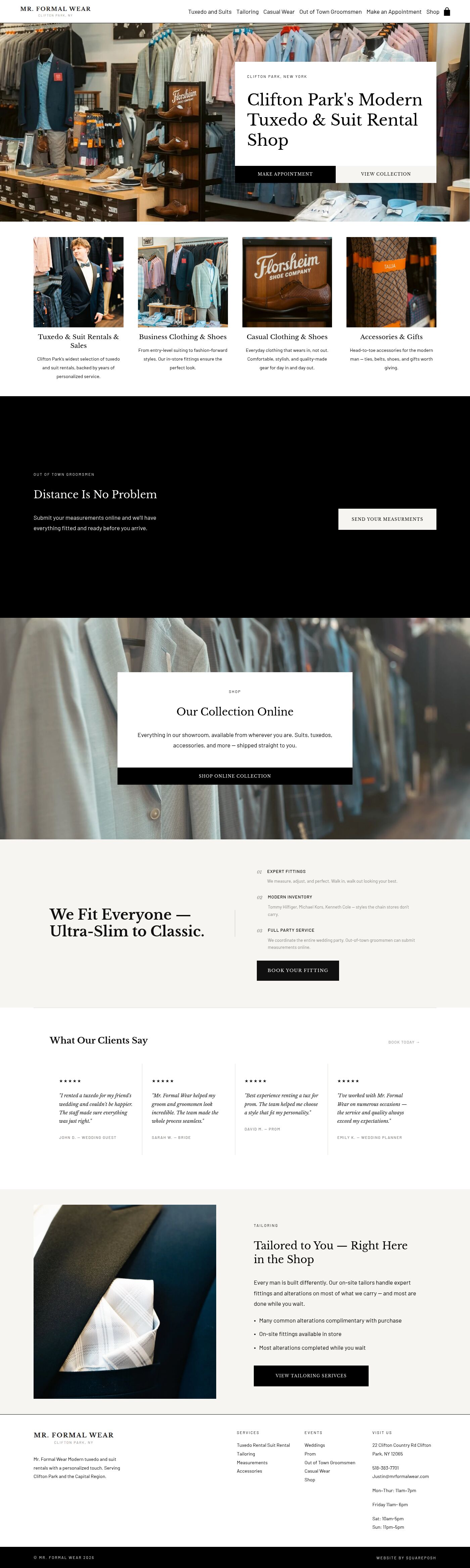 Mr. Formal Wear homepage, full length
