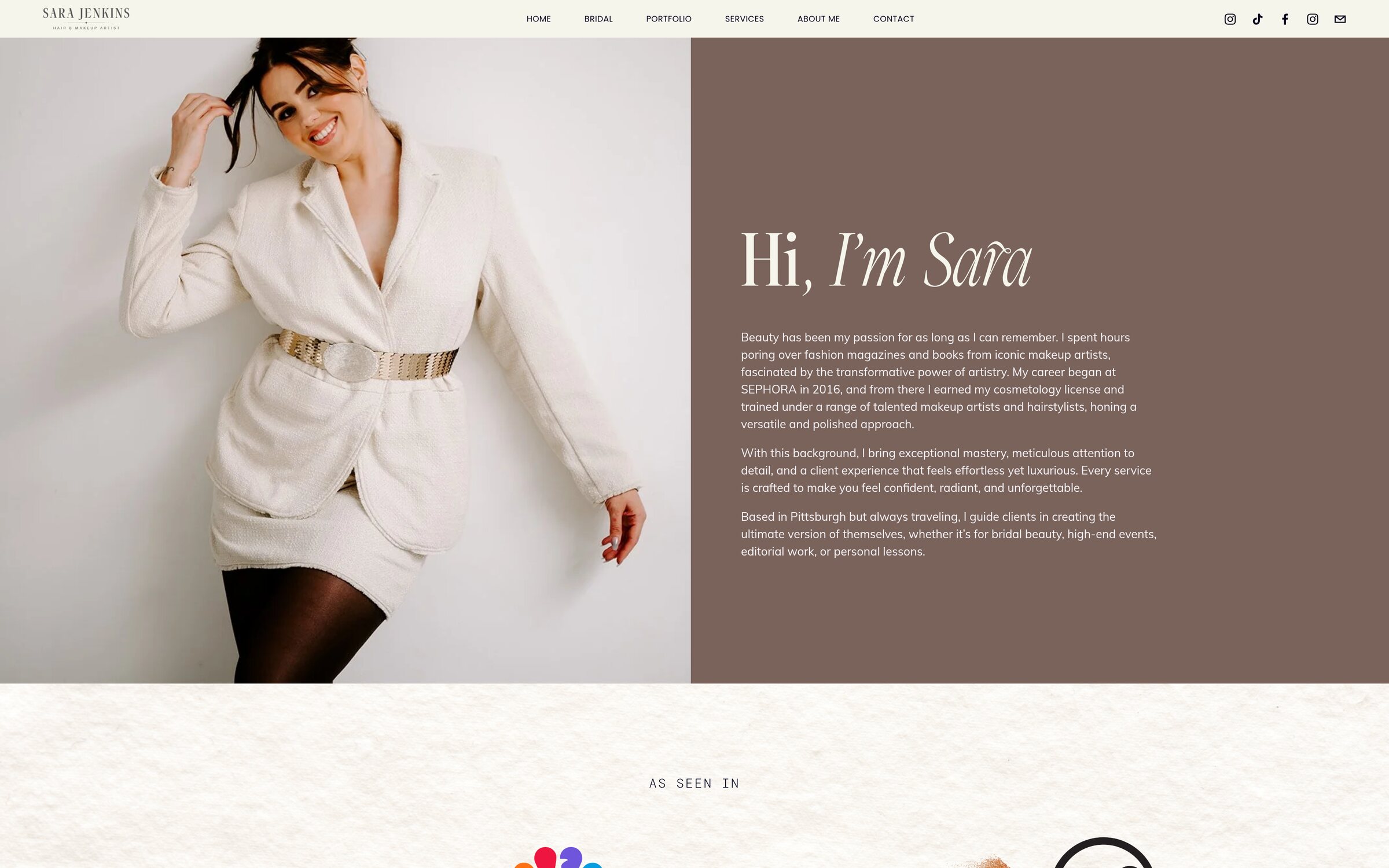 Sara Jenkins The portfolio page, headed My Work