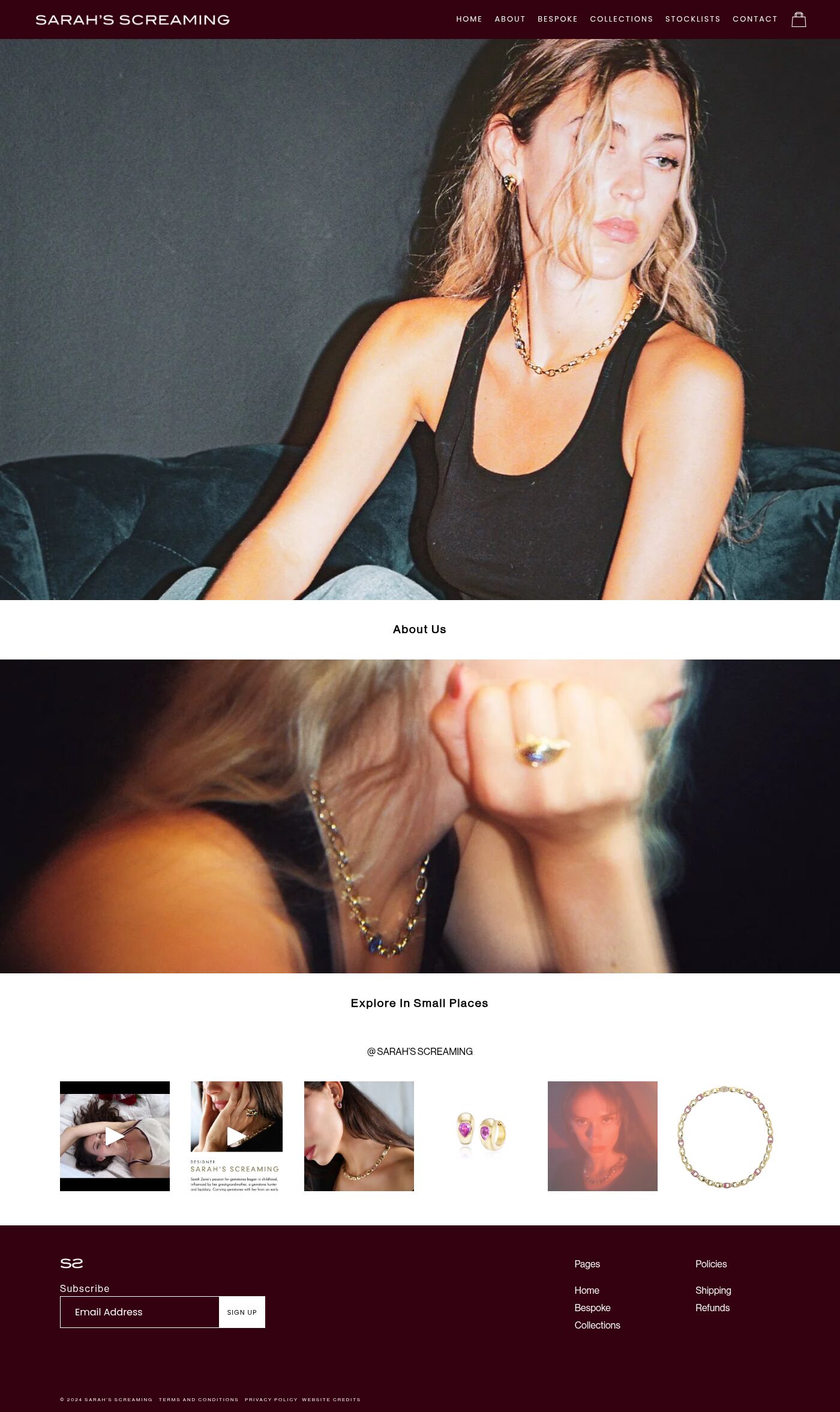 Sarah’s Screaming homepage, full length