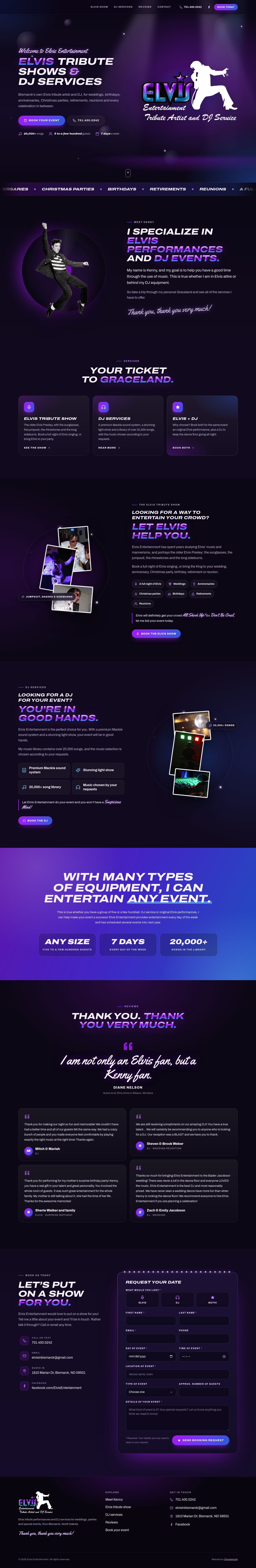 Elvis Entertainment homepage, full length