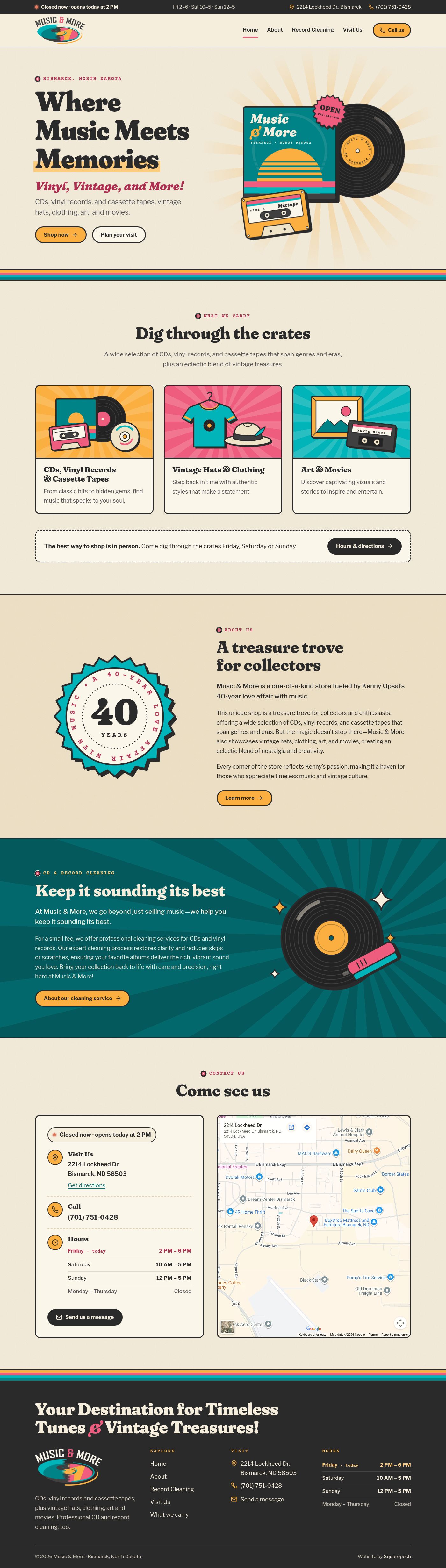 Music & More homepage, full length