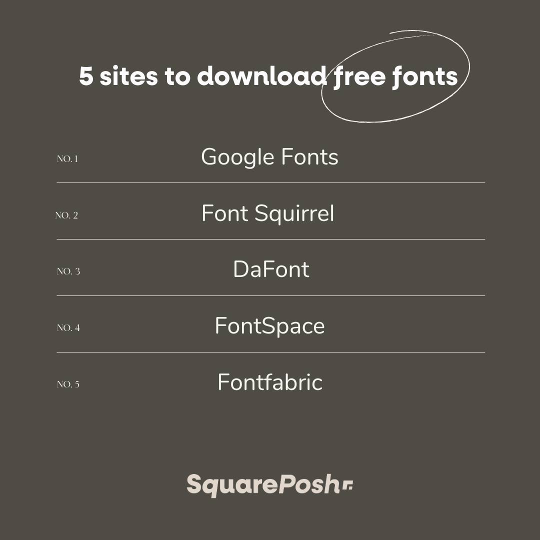 🆓 Searching for free fonts? Explore these top 5 font repositories:

1️⃣ Google Fonts 🌐
2️⃣ Font Squirrel 🐿️
3️⃣ DaFont 🖋